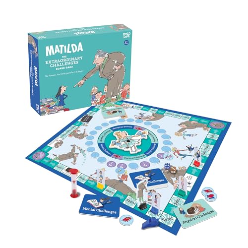 Roald Dahl Matilda The Extraordinary Challenges Gesellschaftsspiel, Familienspiel, 2-4 Spieler, geistige und körperliche Herausforderungen von Roald Dahl