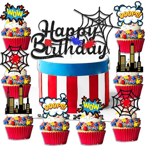 19 Stück Superhelden-Geburtstagskuchendekoration, Superhelden-Partygeschenke, Spinne, Cupcake-Kuchendekoration, Spinne, Kuchendekoration, Spinne, Geburtstagsparty 19 Stück Superhelden-Geburtstagskuchendekoration, Superhelden-Partygeschenke, Spinne, Cupcake-Kuchendekoration, Spinne, Kuchendekoration, Spinne, Geburtstagsparty von Roaring Good Time