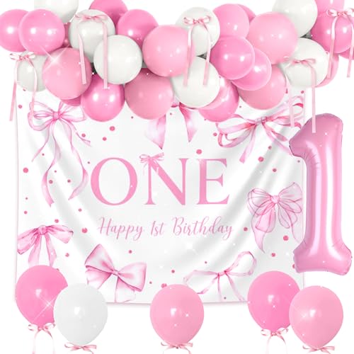 Banner zum 1. Geburtstag mit Aufschrift "Girls Just Wanna Be One Girl", rosa Schleife, Party-Dekorationen Banner zum 1. Geburtstag mit Aufschrift "Girls Just Wanna Be One Girl", rosa Schleife, Party-Dekorationen von Roaring Good Time