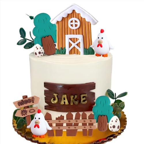 Bauernhof Tier Kuchen Dekoration Huhn Geburtstag Kuchen Topper mit Kugeln Küken Party Kuchen Dekorationen Bauernhof Huhn Geburtstag Party für Küken Themed Babyshower Decor von Roaring Good Time