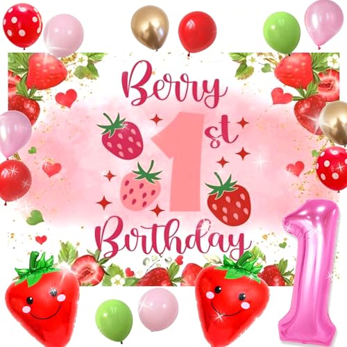 Berry First Birthday Party Decoration Backdrop Strawberry 1st Birthday Decorations Berry Sweet One Party Balloons for One Year Old Girl von Roaring Good Time