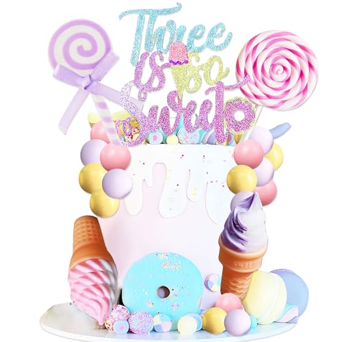 Drei ist so süß Kuchen Topper Donut 3. Geburtstag Party Dekorationen Donut Ice Cream Party Kuchen Dekor für süße Dessert Thema Geburtstag Party Supplies von Roaring Good Time