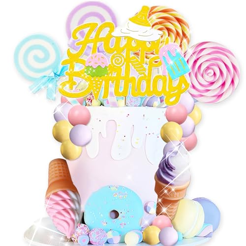 Eis Kuchen Topper Eistorten Topper Süßigkeiten Torten Topper Süßigkeitenland Torten Topper mit Eiscreme für Süße Motto Geburtstag Baby Shower Bridal Shower Party Deko Partyzubehör Eis Kuchen Topper Eistorten Topper Süßigkeiten Torten Topper Süßigkeitenland Torten Topper mit Eiscreme für Süße Motto Geburtstag Baby Shower Bridal Shower Party Deko Partyzubehör von Roaring Good Time