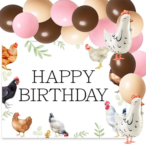Huhn Geburtstag Dekorationen Huhn Luftballons Rosa Orange Party Dekorationen Rosa Orange Gelb Luftballons This Chick Is One Birthday Party von Roaring Good Time