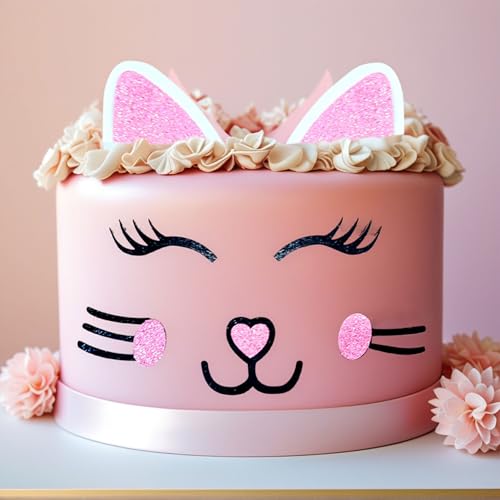 Katzengesicht-Kuchenaufsatz, Kätzchen-Ohren, Wimpern, Kuchenaufsatz-Set für Geburtstagsparty, niedliches Miauen, Geburtstagsparty, Babyparty, Dekoration Katzengesicht-Kuchenaufsatz, Kätzchen-Ohren, Wimpern, Kuchenaufsatz-Set für Geburtstagsparty, niedliches Miauen, Geburtstagsparty, Babyparty, Dekoration von Roaring Good Time