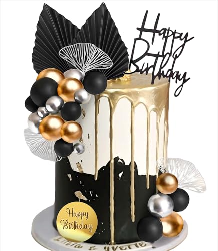 Roaring Good Time Champagner Tortendekoration Schwarze Kugeln Tortendekoration Silberne Palmblätter Tortenaufleger Schwarz Gold Kugel für Hochzeit Geburtstag Jahrestag Roaring Good Time Champagner Tortendekoration Schwarze Kugeln Tortendekoration Silberne Palmblätter Tortenaufleger Schwarz Gold Kugel für Hochzeit Geburtstag Jahrestag von Roaring Good Time