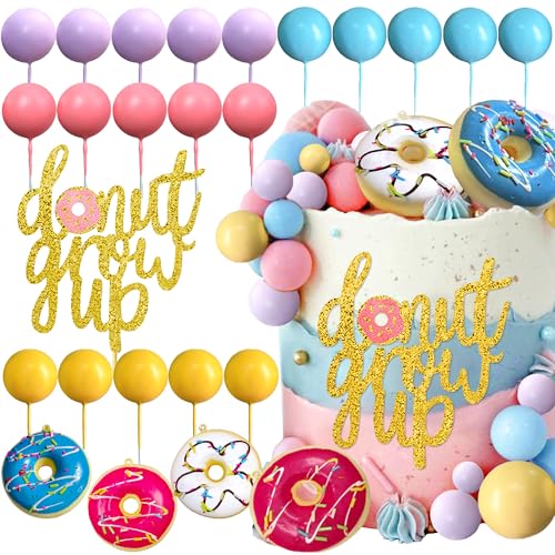 Roaring Good Time Donut Grow Up Cake Topper Baby Streudeko Macaron Balls Donut Mini Donut Cupcake Topper für Geburtstag Baby Shower Party Supplies von Roaring Good Time