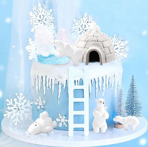 Roaring Good Time Eisbär Tier Kuchen Topper Antarktis Tier Geburtstag Party Zubehör Winter Party Favors Eisbär zum Geburtstag BabyDusche von Roaring Good Time