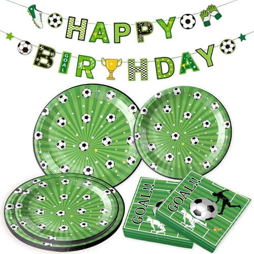 Roaring Good Time Fußball-Partygeschirr, Pappteller, Servietten, Banner, Einweggeschirr, Partyzubehör für Geburtstag, Fußball, WM, Dekorationen Roaring Good Time Fußball-Partygeschirr, Pappteller, Servietten, Banner, Einweggeschirr, Partyzubehör für Geburtstag, Fußball, WM, Dekorationen von Roaring Good Time