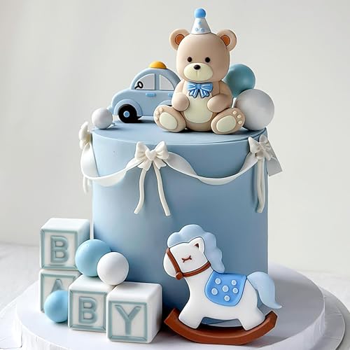 Roaring Good Time Blauer Bär Kuchendekoration Baby Bär Tortendeko Pferd Tortenaufleger Bären Torten Deko BabyShower Geburtstag Torten Deko Junge Roaring Good Time Blauer Bär Kuchendekoration Baby Bär Tortendeko Pferd Tortenaufleger Bären Torten Deko BabyShower Geburtstag Torten Deko Junge von Roaring Good Time