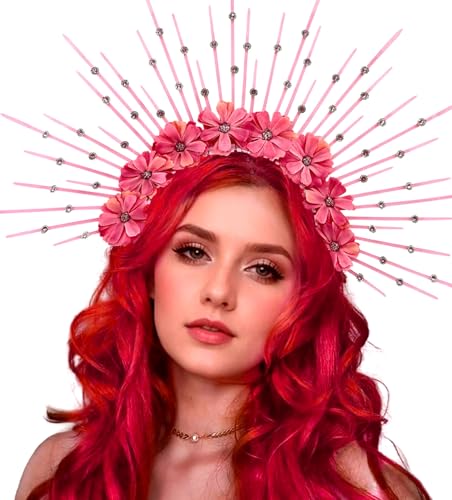 Roaring Good Time Halo Krone Spiked Crown Stirnband Rosa Sunburst Zip Tie Kopfstück Göttin Kostüm für Hochzeit Fotoshooting Cosplay Festumzug Festival Renaissance Roaring Good Time Halo Krone Spiked Crown Stirnband Rosa Sunburst Zip Tie Kopfstück Göttin Kostüm für Hochzeit Fotoshooting Cosplay Festumzug Festival Renaissance von Roaring Good Time