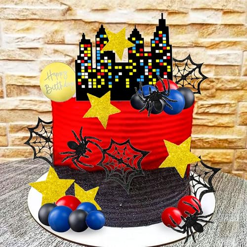 Roaring Good Time Spider Kuchen Deko Cupcake Toppers Superhero Tortenfiguren Kindergeburtstag Kuchen Hero Tortenaufleger Superhelden Cake Topper Für Kinder Geburtstag von Roaring Good Time