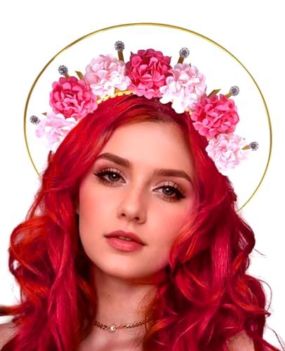 Roaring Good Time Kreuz Blume Stirnband Rosa Kranz Sunburst Zip Tie Headpiece Göttin für Hochzeit Fotoshooting Festumzug Festival Roaring Good Time Kreuz Blume Stirnband Rosa Kranz Sunburst Zip Tie Headpiece Göttin für Hochzeit Fotoshooting Festumzug Festival von Roaring Good Time