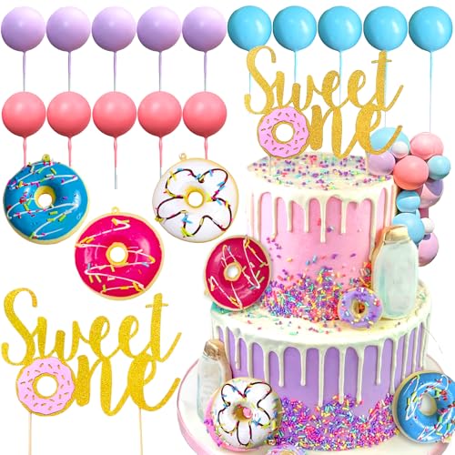 Roaring Good Time Sweet One Cake Topper Sweet One Birthday Party Supplies Donut Grow Up Baby Streudeko Macaron Balls Mini Donut Cupcake Topper für Geburtstagsparty Supplies von Roaring Good Time