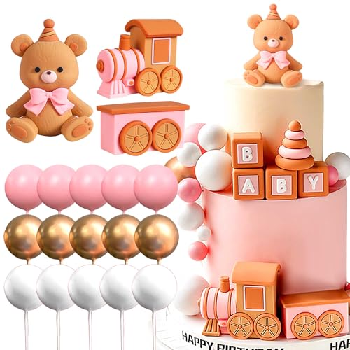 Roaring Good Time Teddybär Tortendeko für Taufe, Mädchen 1 Jahr Rosa, Kuchen Dekoration für Babyshower, Geburtstag, Hochzeit Party Roaring Good Time Teddybär Tortendeko für Taufe, Mädchen 1 Jahr Rosa, Kuchen Dekoration für Babyshower, Geburtstag, Hochzeit Party von Roaring Good Time