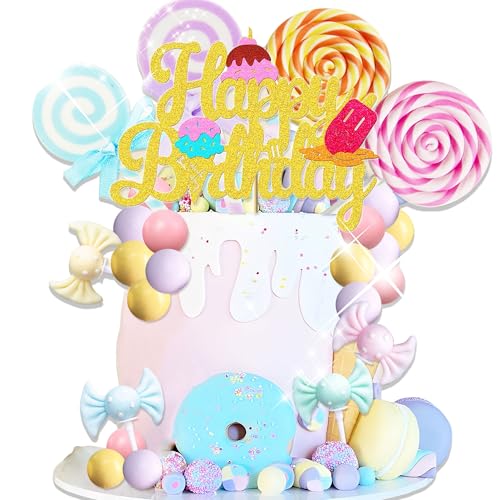 Süßigkeiten Tortendeko Eiscreme Süßigkeiten Kuchen Topper Candyland Kuchen Topper mit Eis für Süßigkeiten Geburtstagstorte Dekoration BabyDusche Brautdusche Partyzubehör von Roaring Good Time
