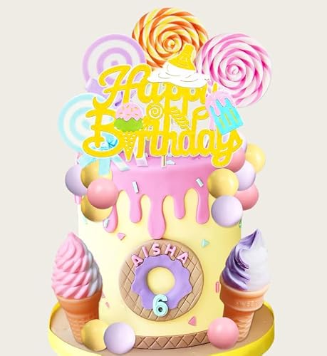 Tortenaufsatz mit Eiscreme-Motiv, Süßigkeiten-Kuchenaufsatz, Candyland-Kuchenaufsatz mit Eiscreme für süßes Thema, Geburtstag, Babyparty, Brautparty, Partyzubehör Tortenaufsatz mit Eiscreme-Motiv, Süßigkeiten-Kuchenaufsatz, Candyland-Kuchenaufsatz mit Eiscreme für süßes Thema, Geburtstag, Babyparty, Brautparty, Partyzubehör von Roaring Good Time