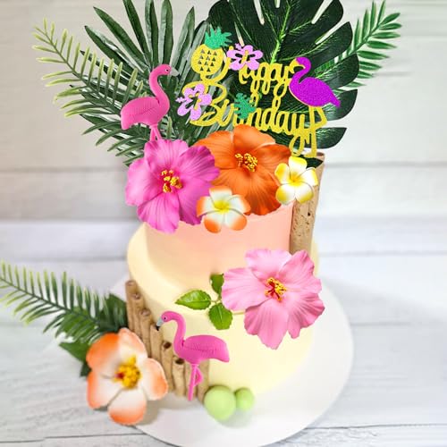 Tropischer Flamingo Geburtstag Kuchen Topper Strand Kuchen Dekorationen Hawaii Kuchen Topper Strand Kuchen Dekorationen für Geburtstag von Roaring Good Time
