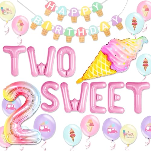 Zwei süße Geburtstagsballons, zwei Schaufeln lustiger Dekorationen für Mädchen, 2 süße Geburtstagsdekoration, Hintergrund für Mädchen, Sommer-Eiscreme-Thema Zwei süße Geburtstagsballons, zwei Schaufeln lustiger Dekorationen für Mädchen, 2 süße Geburtstagsdekoration, Hintergrund für Mädchen, Sommer-Eiscreme-Thema von Roaring Good Time