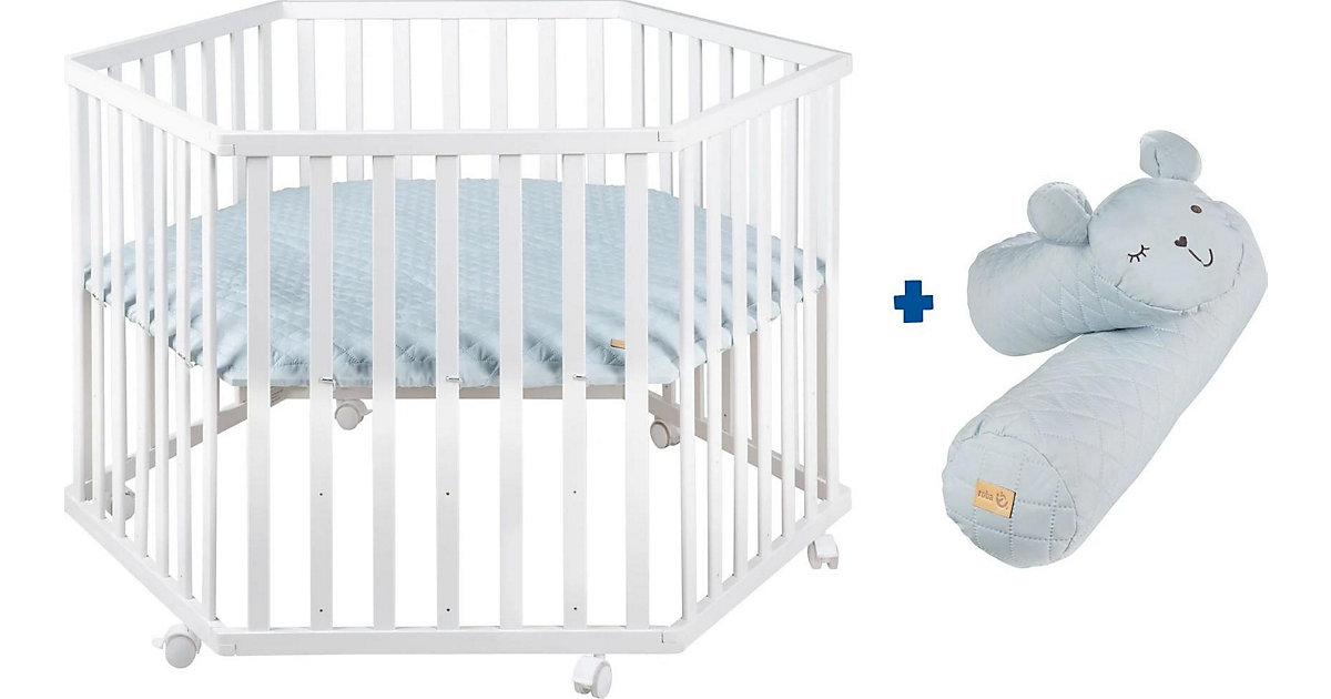 Laufgitter Set inkl. Bettschlange roba Style weiß/türkis Laufgitter Set inkl. Bettschlange roba Style weiß/türkis von roba