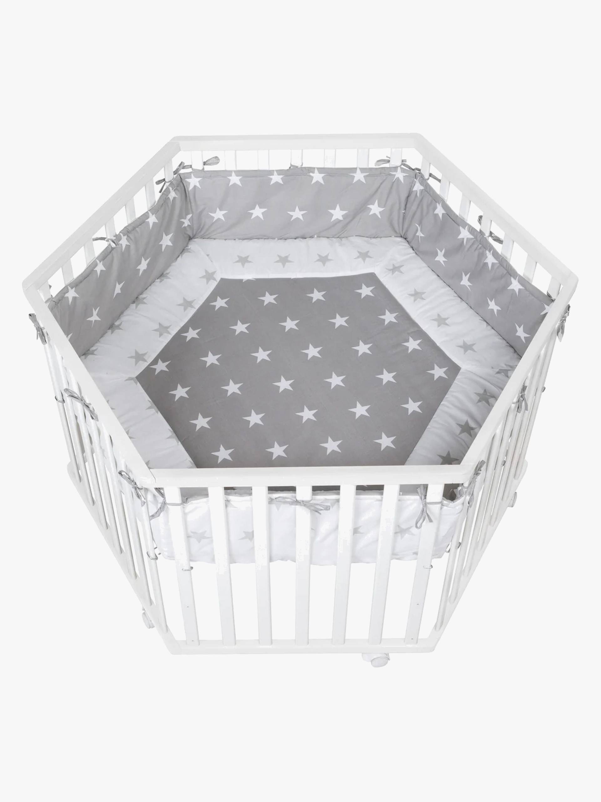 Roba Hexagon Laufgitter mit Rädern &  Bettbegrenzung, Little Stars White von Roba