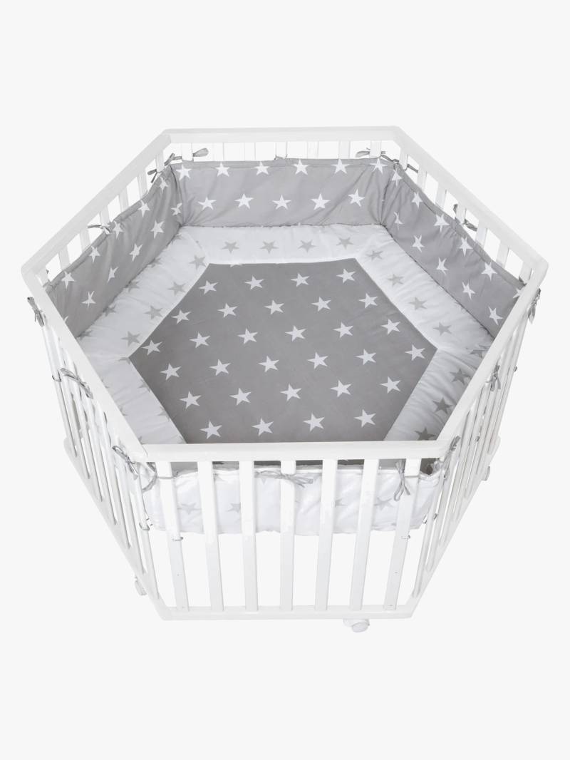 Roba Hexagon Laufgitter mit Rädern &  Bettbegrenzung, Little Stars White von Roba