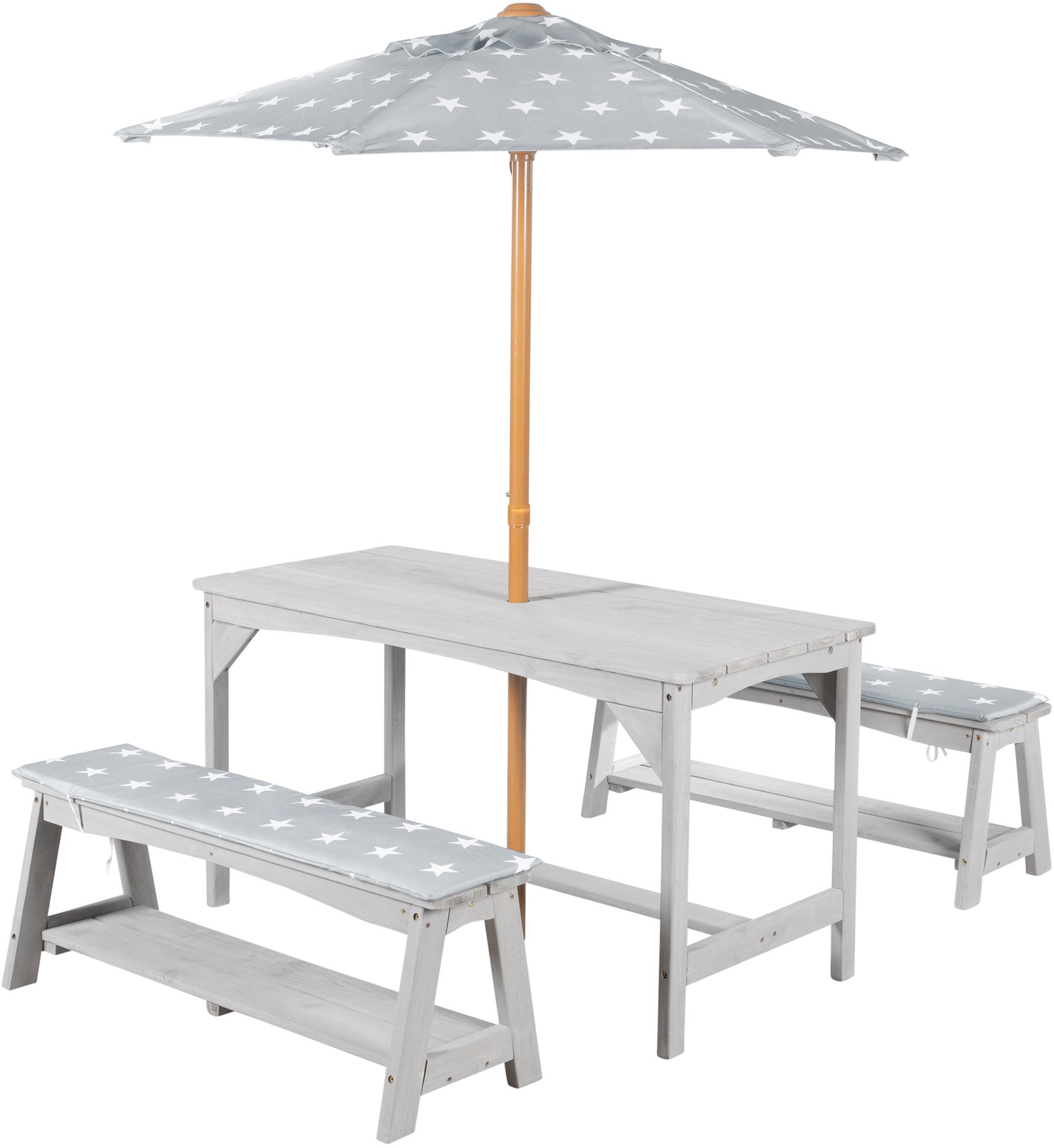 Roba Kinder Picknicktisch Set für 4 Deluxe mit Sonnenschirm & Sitzkissen, Grau Roba Kinder Picknicktisch Set für 4 Deluxe mit Sonnenschirm & Sitzkissen, Grau von Roba