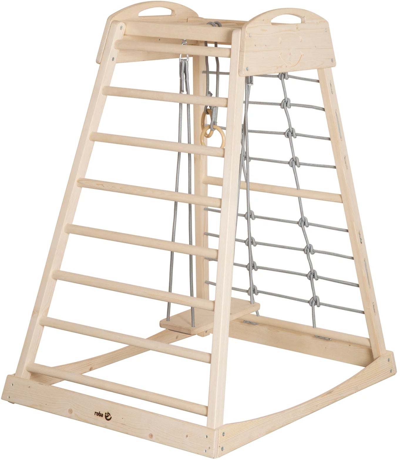 Roba Montessori Indoor Spielturm mit Schaukel & Ringen, Natural/Grey Roba Montessori Indoor Spielturm mit Schaukel & Ringen, Natural/Grey von Roba