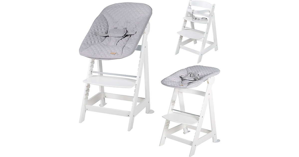 Treppenhochstuhl 'Born Up' Set 2in1, 'roba Style grau', Hochstuhl mit Liegefunktion, ab Geburt weiß/grau Treppenhochstuhl 'Born Up' Set 2in1, 'roba Style grau', Hochstuhl mit Liegefunktion, ab Geburt weiß/grau von roba