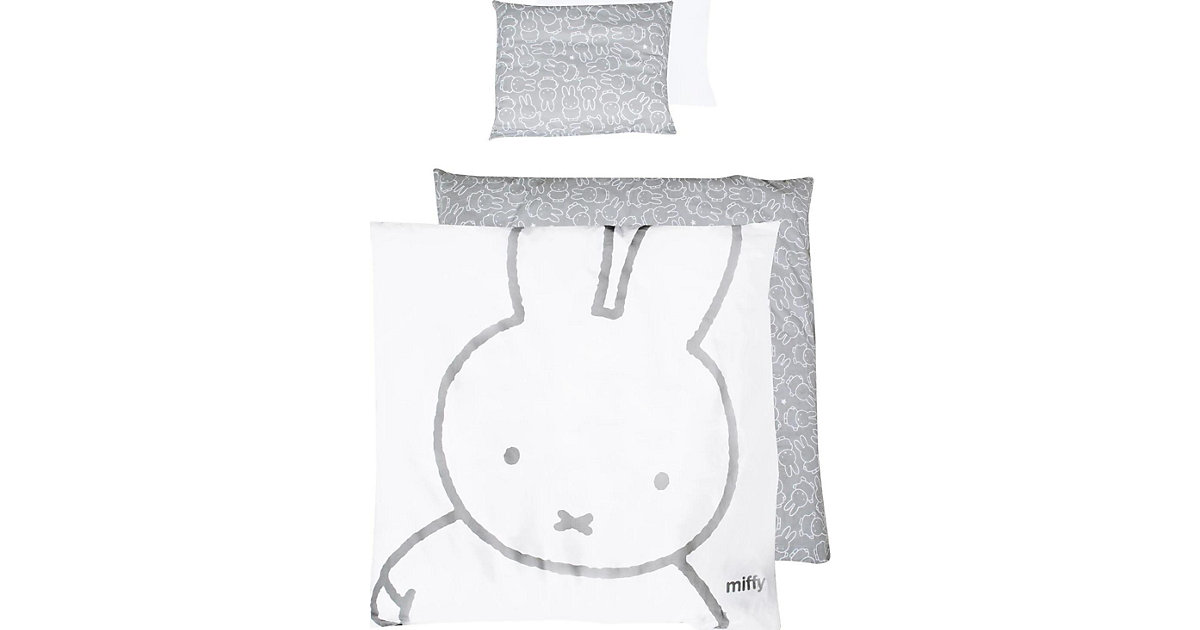 Wiegenbettwäsche 2-tlg. Miffy, 80x80 cm + 35x40 cm grau-kombi Gr. 80 x 80 + 35 x 40 Wiegenbettwäsche 2-tlg. Miffy, 80x80 cm + 35x40 cm grau-kombi Gr. 80 x 80 + 35 x 40 von roba