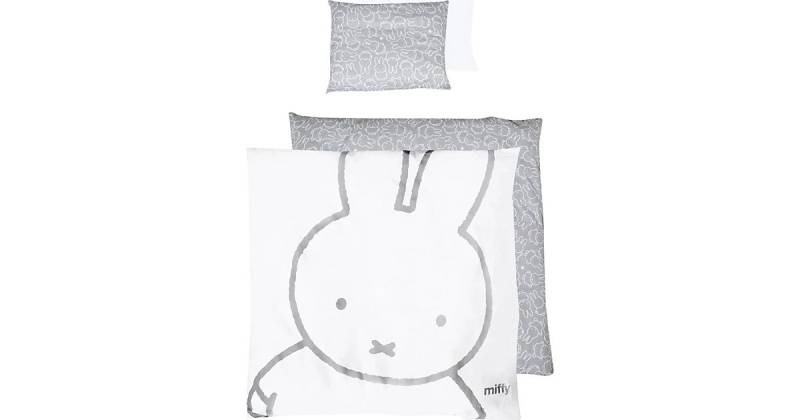 Wiegenbettwäsche 2-tlg. Miffy, 80x80 cm + 35x40 cm grau-kombi Gr. 80 x 80 + 35 x 40 von roba