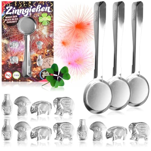 Robin Goods® 15-teiliges Set Zinngießen, Silvestergießen das Wahrsagerei-Partyspiel - die gesunde Alternative zum Bleigießen, Nicht nur zu Silvester (3) von Robin Goods
