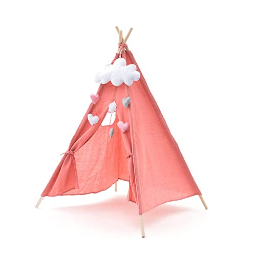 ROBINCOOL Kindertipi Montessori Kalpana, 80 x 80 x 110 cm, für drinnen und draußen, aus rosa Stoff, mit dekorativer Wolke, für Kinder ab 1 Jahr ROBINCOOL Kindertipi Montessori Kalpana, 80 x 80 x 110 cm, für drinnen und draußen, aus rosa Stoff, mit dekorativer Wolke, für Kinder ab 1 Jahr von Robincool