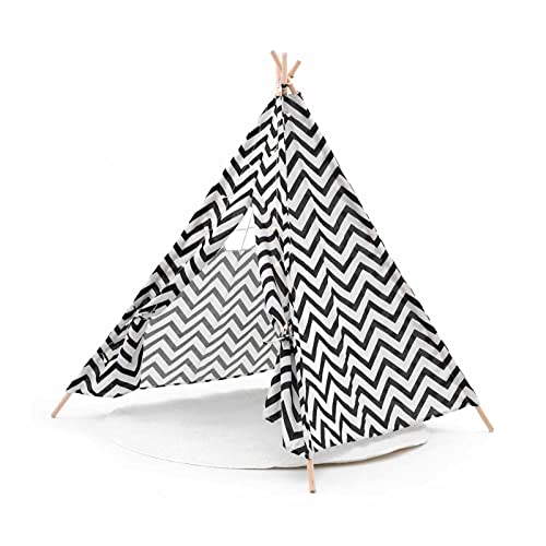 ROBINCOOL Tipi Kindertipi Montesori Koda, 120 x 120 x 150 cm, für Innen und Außen, geometrische Formen, Mehrfarbig, mit 3 m LED-Streifen und Teppich im Lieferumfang enthalten von Robincool