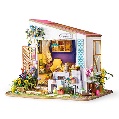 ROBOTIME 3D-Puzzle DIY Holz Puppenhaus Kits mit Möbel Miniatur-Puppenhaus Modell-Kits Kreatives Einzigartiges Geschenk für Mädchen und Frauen (Lily's Veranda) von Robotime