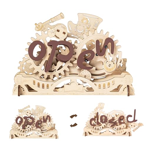 ROBOTIME 3D Puzzle Holz Open/Closed Schild, Holzpuzzle Modellbausatz Holzbausatz Kits für Erwachsene Festival Geschenke von Robotime