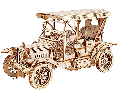 ROBOTIME 3D Puzzle Oldtimer Auto Modellbau aus Holz | DIY Holzpuzzle Modellbausatz Bastelsets Geschenk für Erwachsene und Teenager von Robotime