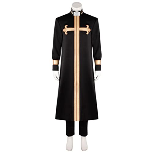 RocailleCos JOJO Stone Ocean Anime Enrico Pucci Cosplay Kostüm Robe Uniform für Halloween (XL, schwarz) von RocailleCos