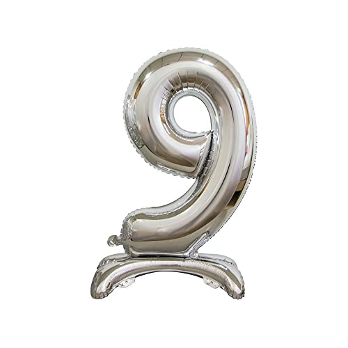 Folienballon mit Zahl Silber - Anti-Rückschlag, 76 cm (Nummer 9) von Rocca Fun Factory
