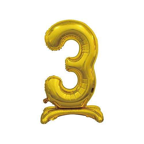 Folienballon mit goldener Zahl - Anti-Rückschlag, 76 cm (Nummer 3) von Rocca Fun Factory