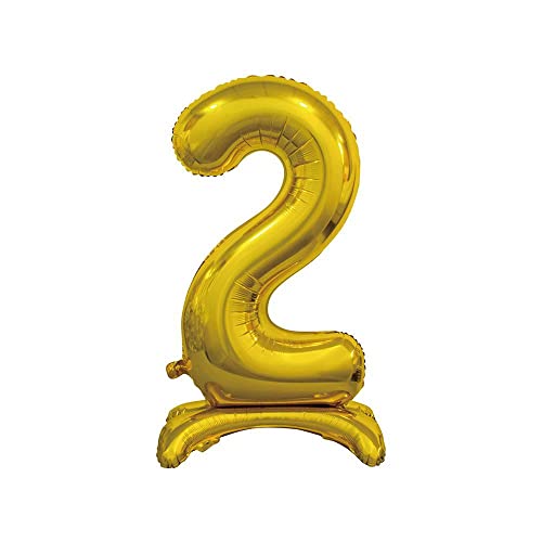 Folienballon mit goldfarbener Zahl - Anti-Rückschlag, 76 cm (Nummer 2) von Rocca Fun Factory