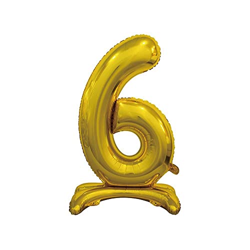 Folienballon mit goldfarbener Zahl - Anti-Rückwärtsgang 76 cm (Nummer 6) von Rocca Fun Factory