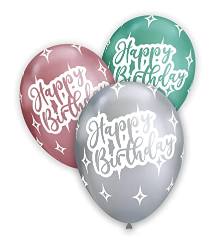 Pall. Chrome 13 ass. st. Bianca globo Happy Birthday Stelle von Rocca Fun Factory