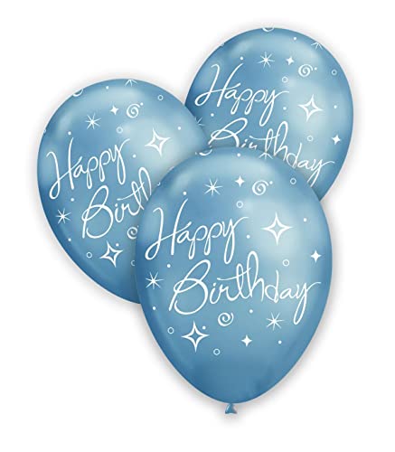 Pall. Titanio 12 Blu 107 st. Bianca Globo Happy Birthday von Rocca Fun Factory