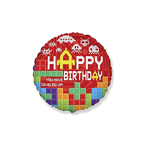 Palloncino Rocca Fun Factory Happy Birthday Tetris Tondo 18-45cm. 1pz von Rocca Fun Factory