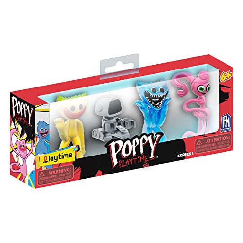 Rocco Giocattoli -Von der Welt von Poppy Playtime kommen 4 Mini Figuren der bekanntesten Charaktere: Huggy Wuggy Wütend und lächelnd, Boogie BOE und Mommy Long Legs, FP7701 von Rocco Giocattoli