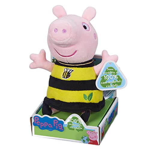 Rocco Giocattoli Pig Plüschtier Peppa, 20 cm hoch und komplett aus recyceltem Kunststoff, Sortiert in Vier, Farbe Biene, 07381 von Rocco Giocattoli