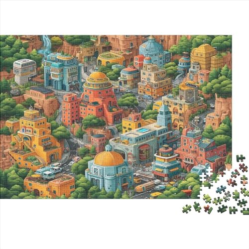 1000 Pieces Puzzles for Adults Teenagers Städte DIY Karikatur Puzzle Stress Relieve Family Puzzle Game Schweres Lernspielzeug Erwachsene Kinder 1000 Stück von Rochile