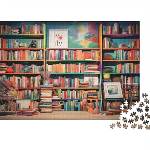 Puzzle 1000 Pieces, Adult Puzzle, Bücherregal DIY Karikatur Puzzle Cardboard Puzzle Game, Children EduKatzeional Game Toy Gift von Rochile