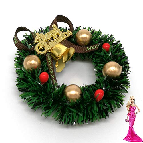 Rocita 6 cm Mini Weihnachtskranz Miniatur Kranz Puppenhaus Garten Dekoration Puppenstube Weihnachten Ornamente von Rocita
